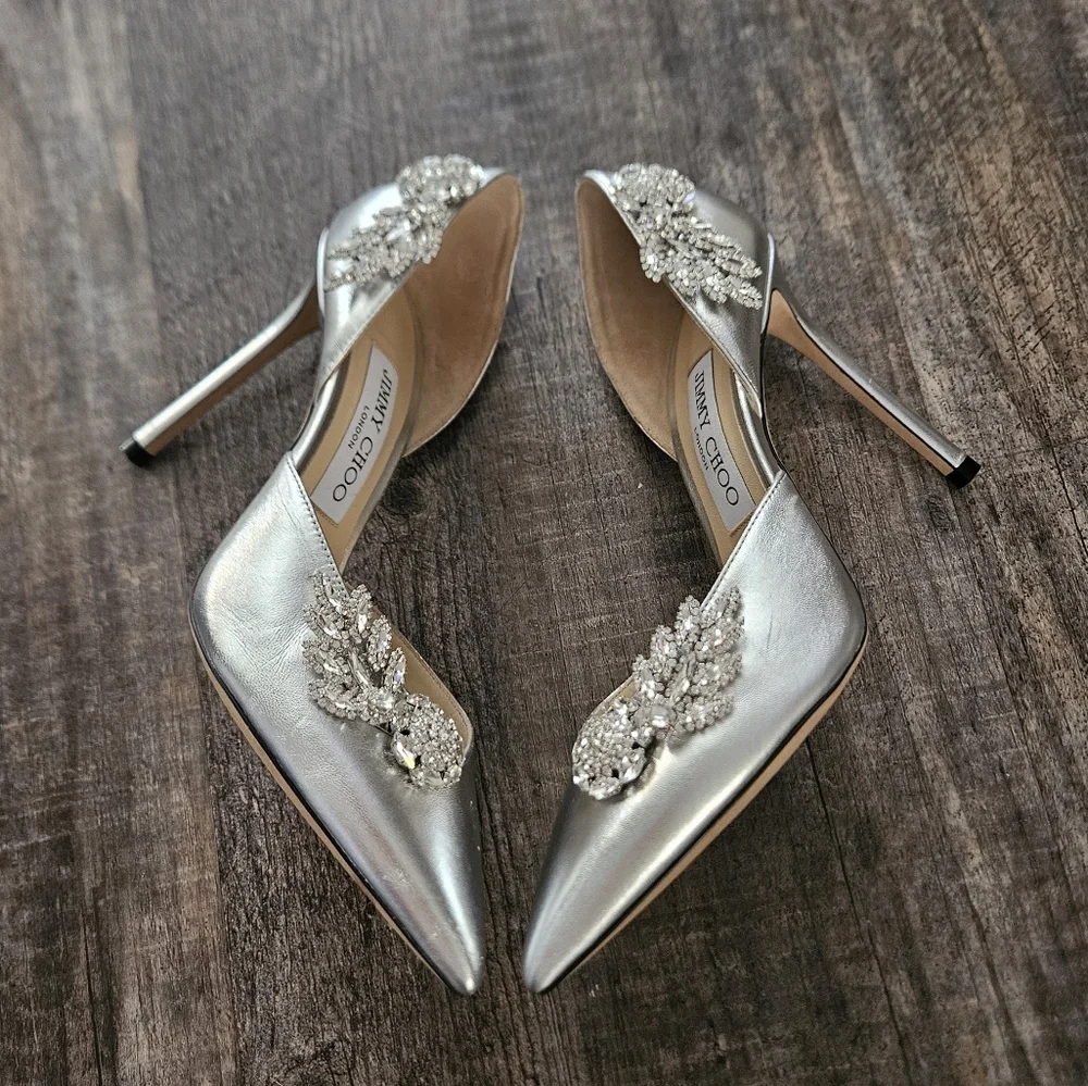 Jimmy ChooJimmy Choo Silver Leather Teja D'orsay Pumps - Picture 4 of 9
